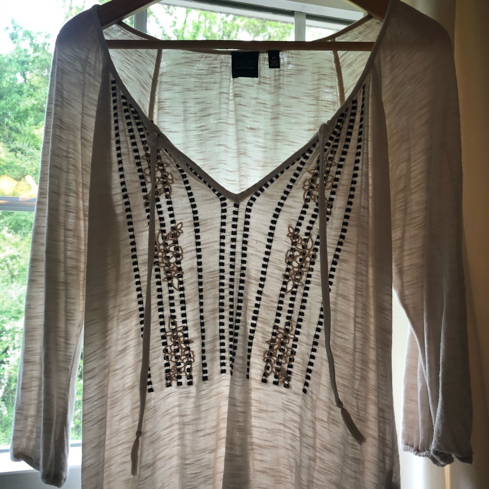 3/4 sleeve tie blouse